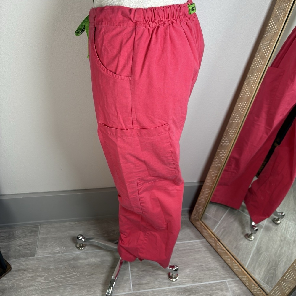 Crocs Womens M Pink Scrub Pants Medical Nursing Y2K Cargo Cotton Blend - Picture 9 of 16